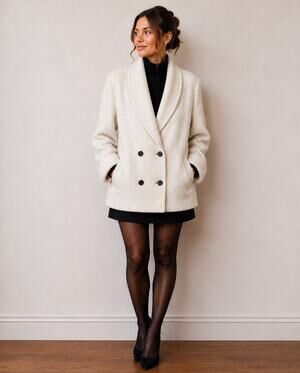 Elegant Fashions VTG 80s Coat Wool Fuzzy Cream Old Money Quiet Luxury 16